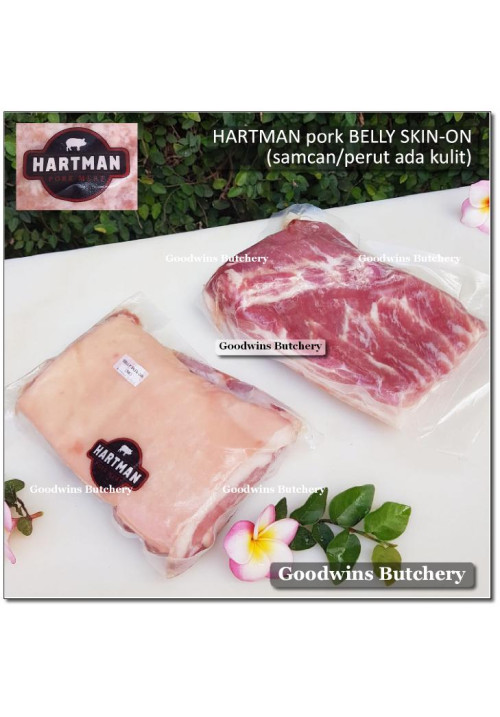 Pork BELLY SKIN ON Hartman-Manado frozen SAMCAN PERUT BABI ADA KULIT (price/pc 900g)
